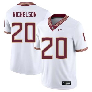 #20 Blake Nichelson Florida State Seminoles White Men Jerseys Replica College Football 910581-329