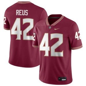 #42 Brunno Reus Florida State Garnet Men's Jerseys Replica College Football 167202-798