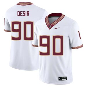 #90 Darryll Desir Florida State White Men's Jerseys NCAA College Football 767727-332