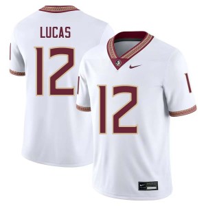 #12 Jaylin Lucas Florida State White Men's Jersey University College Football 110837-665