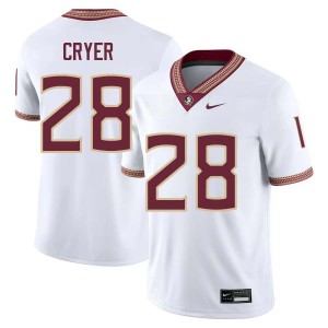 #28 Justin Cryer Noles White Mens Jersey Embroidery College Football 991118-850