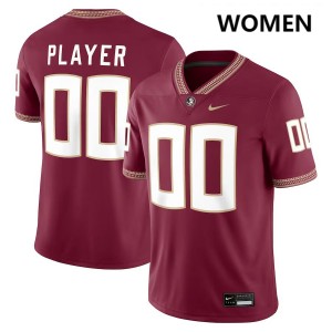 #00 Custom Noles Garnet Womens Jersey Replica College Football 806804-961