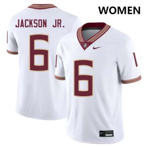 #6 Darrell Jackson Jr. Seminoles White Womens Jersey Limited College Football 775604-365