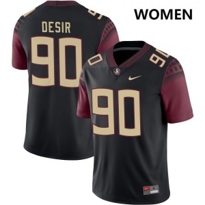 #90 Darryll Desir Noles Black Womens Jerseys High School College Football 255293-202