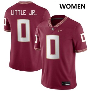 #0 Earl Little Jr. Seminoles Garnet Women Jerseys Embroidery College Football 997286-295