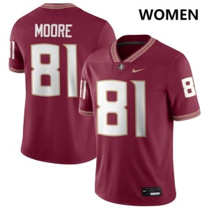 #81 Elijah Moore Seminoles Garnet Women Jerseys Embroidery College Football 972844-841