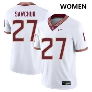 #27 Gavin Sawchuk FSU White Women's Jerseys NCAA College Football 635443-522