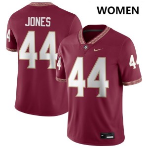 #44 Jaden Jones Florida State Garnet Women's Jersey Replica College Football 600596-100