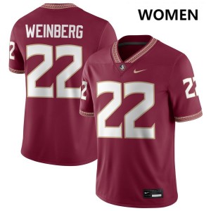 #22 Jake Weinberg Florida State Seminoles Garnet Women's Jerseys University College Football 109092-666