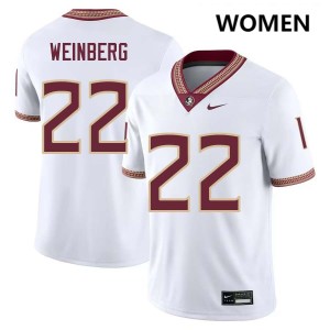 #22 Jake Weinberg Florida State Seminoles White Women's Jersey NCAA College Football 858681-171
