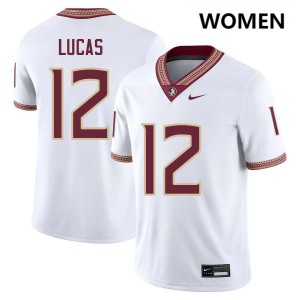 #12 Jaylin Lucas FSU White Womens Jersey University College Football 531011-879