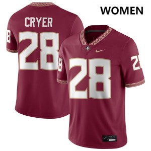 #28 Justin Cryer Seminoles Garnet Women's Jersey Player College Football 330530-967