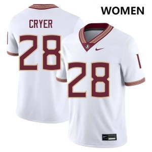 #28 Justin Cryer Noles White Women's Jersey Official College Football 812520-688