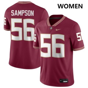 #56 KJ Sampson FSU Garnet Women Jersey NCAA College Football 909020-156