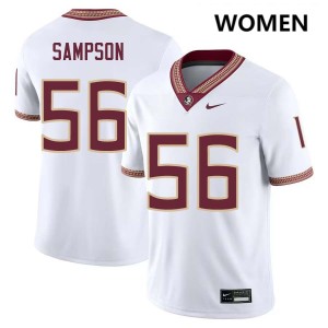 #56 KJ Sampson Florida State White Womens Jerseys Stitched College Football 219857-696