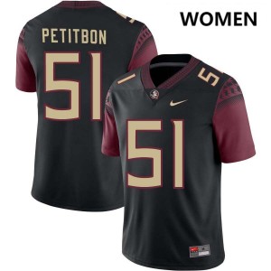 #51 Luke Petitbon FSU Black Women Jersey Replica College Football 372431-806