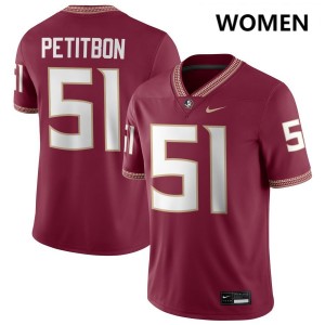 #51 Luke Petitbon FSU Garnet Womens Jersey Alumni College Football 293320-127
