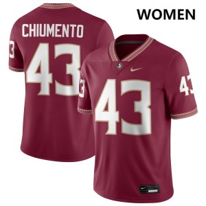 #43 Mac Chiumento FSU Seminoles Garnet Womens Jersey Limited College Football 430936-438