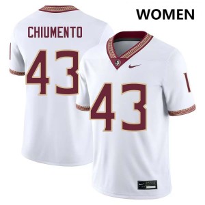 #43 Mac Chiumento FSU Seminoles White Women's Jerseys Stitched College Football 464111-571
