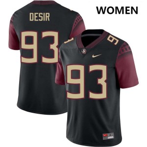 #93 Mandrell Desir Seminoles Black Womens Jersey Official College Football 444181-905