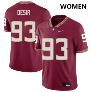 #93 Mandrell Desir Florida State Seminoles Garnet Womens Jersey Replica College Football 340964-586