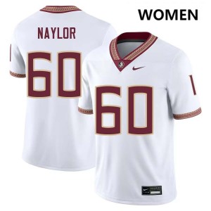 #60 Peyton Naylor Seminoles White Womens Jersey Alumni College Football 859976-504