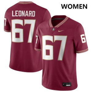 #67 Richie Leonard IV Florida State Garnet Womens Jersey NCAA College Football 118933-320