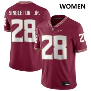 #28 Samuel Singleton Jr. FSU Garnet Women's Jerseys Game College Football 844299-434
