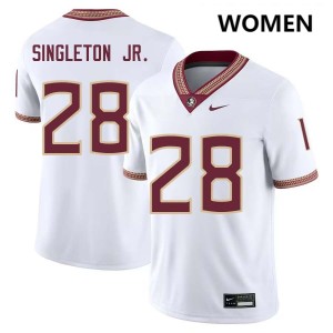 #28 Samuel Singleton Jr. FSU Seminoles White Women's Jerseys 2025 College Football 645590-500