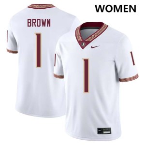 #1 Shyheim Brown FSU Seminoles White Women Jersey High School College Football 963704-480