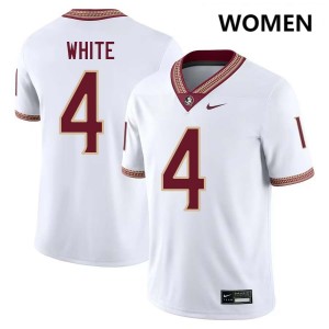 #4 Squirrel White Seminoles White Women's Jersey Embroidery College Football 502090-329
