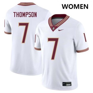 #7 Stefon Thompson FSU White Women Jersey Player College Football 775586-657