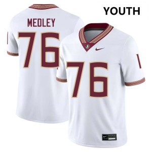 #76 Adrian Medley Florida State White Youth Jersey Official College Football 573321-350