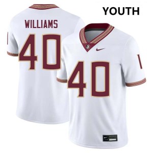 #40 Amaree Williams Seminoles White Youth Jersey Official College Football 153974-984