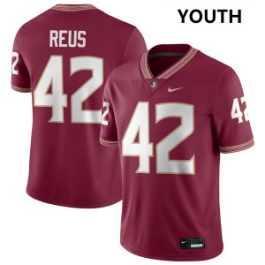 #42 Brunno Reus Florida State Garnet Youth Jersey High School College Football 919217-860