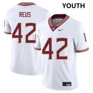 #42 Brunno Reus FSU Seminoles White Youth Jersey Player College Football 919855-160