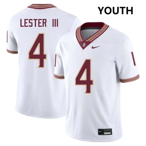 #4 Charles Lester III Noles White Youth Jersey Player College Football 573784-251