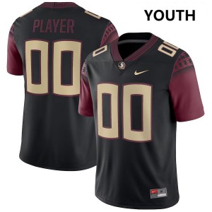 #00 Custom FSU Seminoles Black Youth Jerseys Official College Football 569976-202