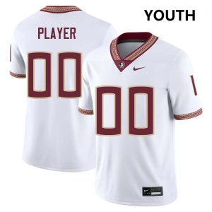 #00 Custom FSU Seminoles White Youth Jersey Game College Football 954390-995