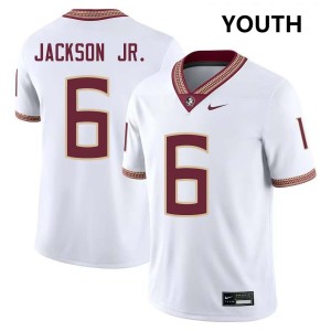 #6 Darrell Jackson Jr. FSU White Youth Jerseys Replica College Football 949424-349