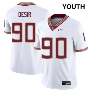 #90 Darryll Desir Seminoles White Youth Jerseys Alumni College Football 432571-741