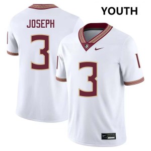 #3 Edwin Joseph Florida State White Youth Jersey Game College Football 577637-131