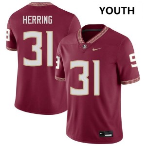 #31 Elijah Herring Noles Garnet Youth Jersey University College Football 632298-564