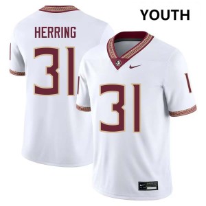 #31 Elijah Herring Noles White Youth Jerseys Embroidery College Football 560152-223