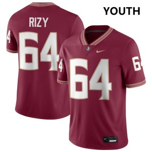 #64 Jacob Rizy Seminoles Garnet Youth Jersey Replica College Football 605288-433