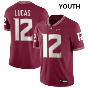 #12 Jaylin Lucas FSU Seminoles Garnet Youth Jersey NCAA College Football 343835-520