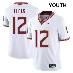 #12 Jaylin Lucas FSU Seminoles White Youth Jersey Replica College Football 430623-785