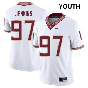 #97 Jayson Jenkins Florida State Seminoles White Youth Jerseys Embroidery College Football 167404-960