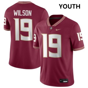 #19 Jerry Wilson Florida State Garnet Youth Jersey Official College Football 119479-298