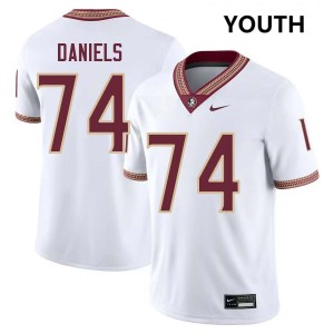 #74 Jonathan Daniels Florida State Seminoles White Youth Jerseys Embroidery College Football 186434-975